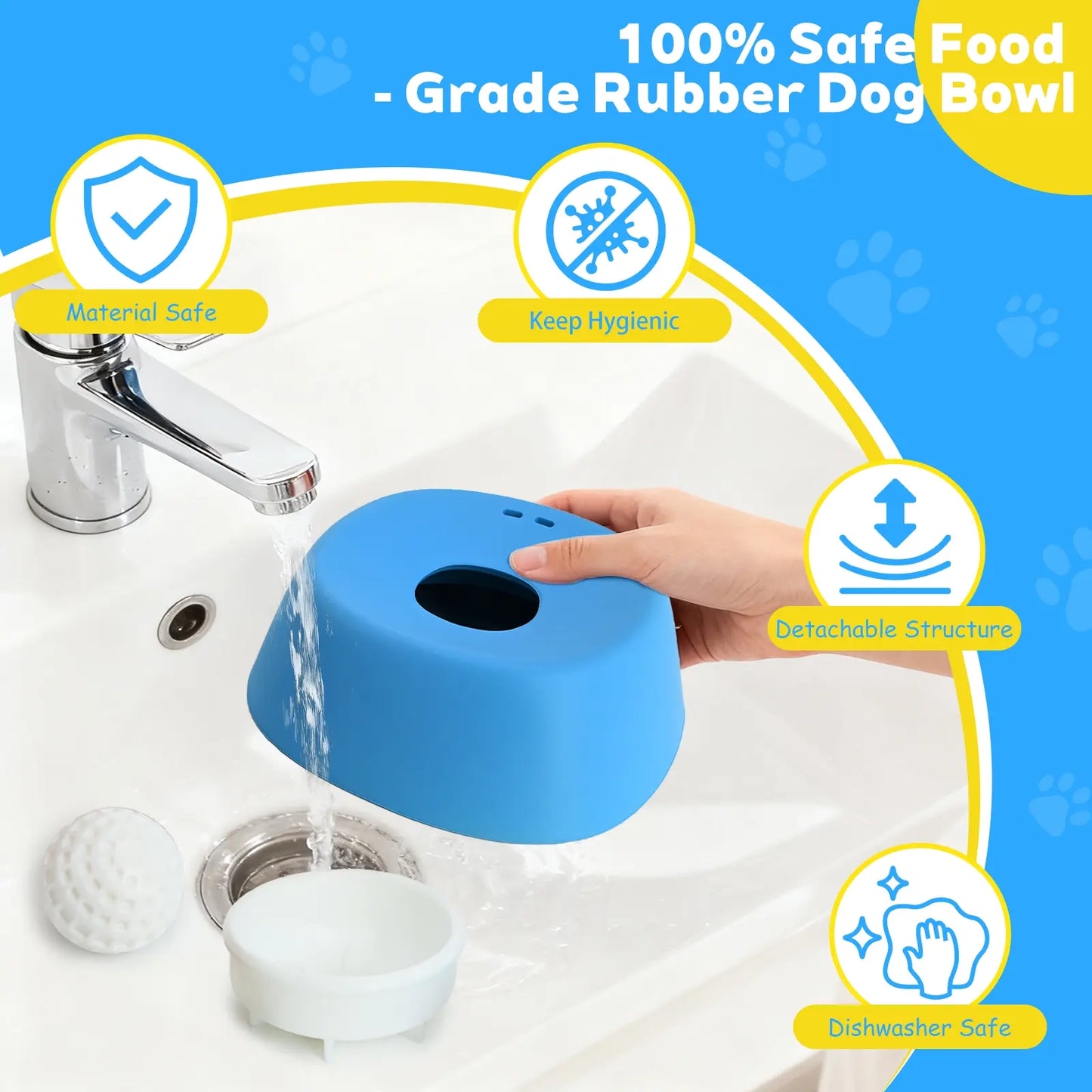 Slow Feeder Dog Bowl with Rolling Ball – No Spill Lick Bowl for Liquid Treats