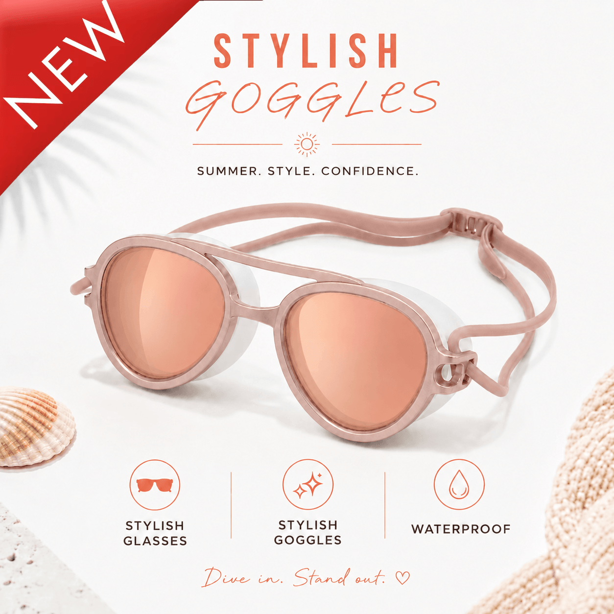 2-in-1 Waterproof Swim Goggles & Sunglasses